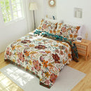 Floral pink and blue cotton gauze towel blanket bedroom throw