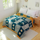 Floral pink and blue cotton gauze towel blanket bedroom throw