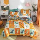 Floral pink and blue cotton gauze towel blanket bedroom throw