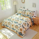 Floral pink and blue cotton gauze towel blanket bedroom throw