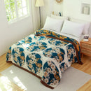 Floral pink and blue cotton gauze towel blanket bedroom throw