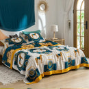 Floral pink and blue cotton gauze towel blanket bedroom throw