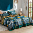 Floral pink and blue cotton gauze towel blanket bedroom throw