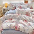 Floral pink & blue rose cotton printed bedding set bedroom comforter