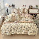 Floral pink & blue rose cotton printed bedding set bedroom comforter