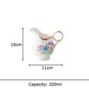 Floral pink & purple porcelain coffee mug set dining room gold trim