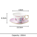 Floral pink & purple porcelain coffee mug set dining room gold trim