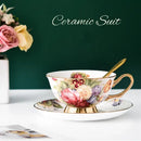 Floral pink & purple porcelain tea cup set – dining room coffeeware