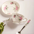 Floral pink & purple porcelain tea cup set – dining room coffeeware
