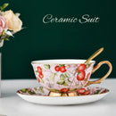Floral pink & purple porcelain tea cup set – dining room coffeeware