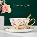 Floral pink & purple porcelain tea cup set – dining room coffeeware