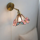 Floral pink & teal decorbites butterfly glass wall light bedroom