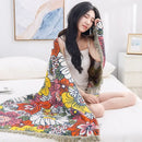 Floral pink & yellow cotton gauze bath towel bathroom decor