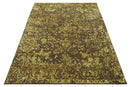 Floral Premium look Gold and Brown Hand Knotted 6x9 wool and art silk Area Rug
