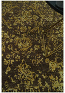 Floral Premium look Gold and Brown Hand Knotted 6x9 wool and art silk Area Rug