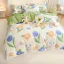 Floral puppy cotton printed bedding set bedroom duvet cover