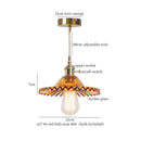 Floral red glass pendant lamp for bedroom with brass hardware