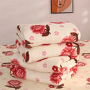 Floral red & pink coral fleece flannel flower blanket bedroom decor
