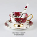 Floral red rose bone china tea set – dining room porcelain set