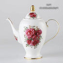 Floral red rose bone china tea set – dining room porcelain set