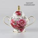 Floral red rose bone china tea set – dining room porcelain set