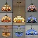 Floral stained glass baroque tiffany pendant light dining room
