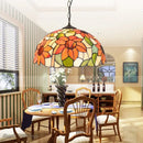 Floral stained glass baroque tiffany pendant light dining room