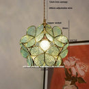 Floral stained glass copper led pendant lamp dining room hanging light