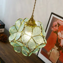 Floral stained glass copper led pendant lamp dining room hanging light