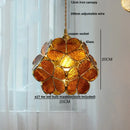 Floral stained glass pendant light dining room glass copper led fixture