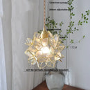 Floral stained glass pendant light dining room glass copper led fixture
