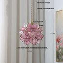 Floral stained glass pendant light dining room glass copper led fixture