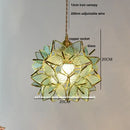 Floral stained glass pendant light dining room glass copper led fixture