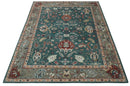 Floral Teal, Camel and Brown Hand Knotted Oriental Oushak Multi Size wool Area Rug