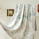 Floral teal & lavender knitted cotton print summer quilt bedroom blanket