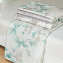 Floral teal & lavender knitted cotton print summer quilt bedroom blanket