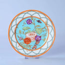 Floral turquoise & gold bone dinnerware set dining room tableware