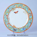 Floral turquoise & gold bone dinnerware set dining room tableware
