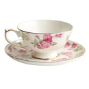 Floral white bone china tea cup set dining room gold rim drinkware