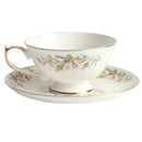 Floral white bone china tea cup set dining room gold rim drinkware