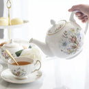 DecorBites™ Bone China Tea Set: Teapot, Teacup, Saucer, Fruit Plate, Tray, Mugs & Tableware