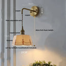 Floral white & brass led wall light bedroom ceramic sconce with switch