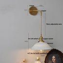 Floral white & brass led wall light bedroom ceramic sconce with switch