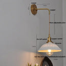 Floral white & brass led wall light bedroom ceramic sconce with switch