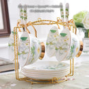 Floral white camellia bone china tea set dining room gold accents