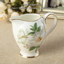 Floral white camellia bone china tea set dining room gold accents