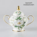 Floral white camellia bone china tea set dining room gold accents