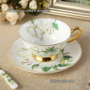 Floral white camellia bone china tea set dining room gold accents