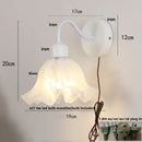 Floral white glass wall sconce with pull chain switch stair light