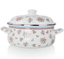 Floral white & pink enamel ceramics soup saucepan kitchen set